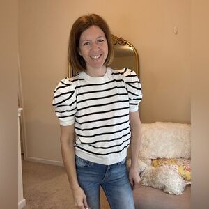 Striped puff sleeve top